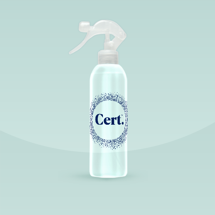 Complimentary Cert. refillable spray bottle